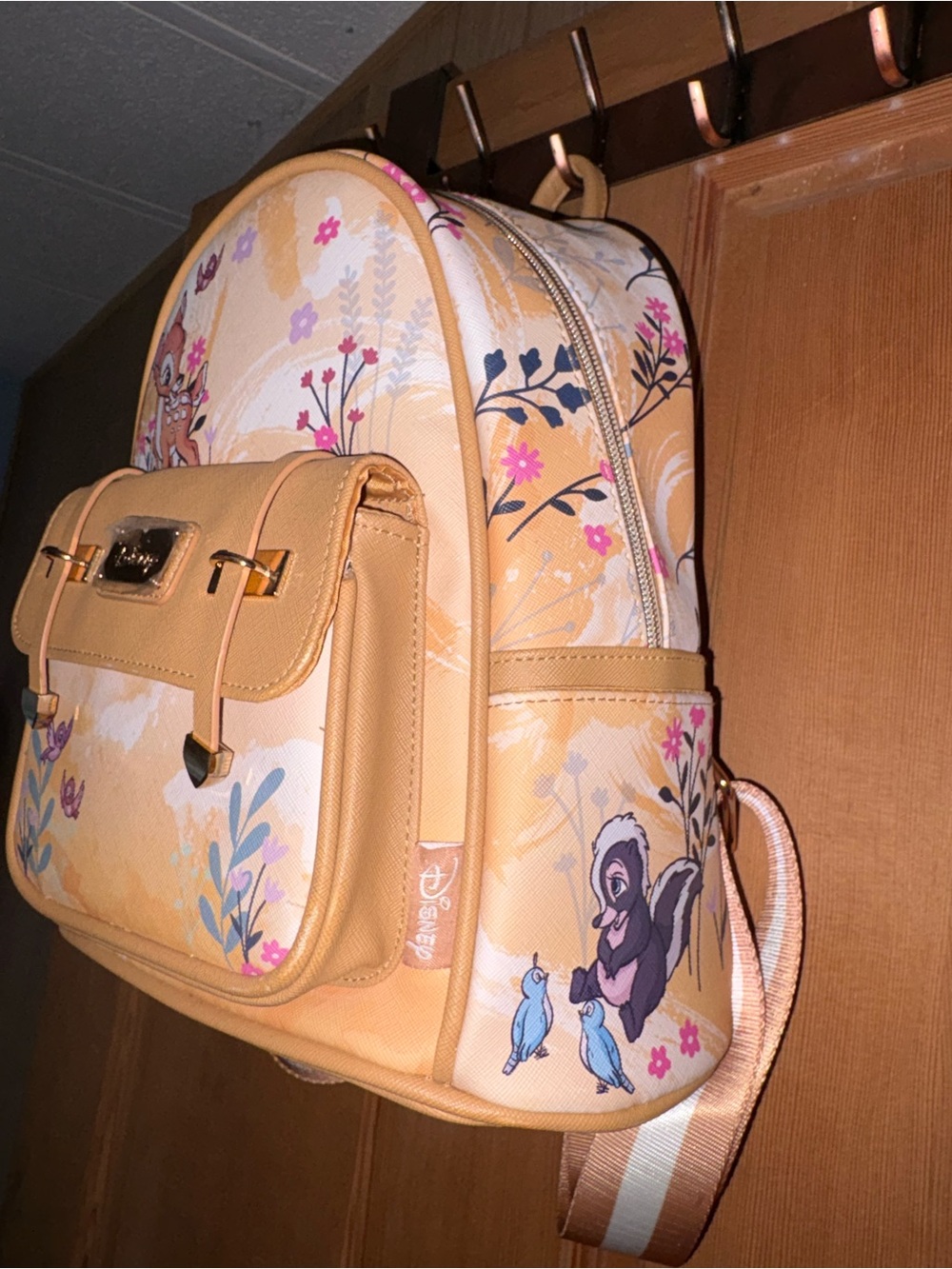 Disney Tan Bambi Mini Backpack with Floral Accents - Picture 3 of 4